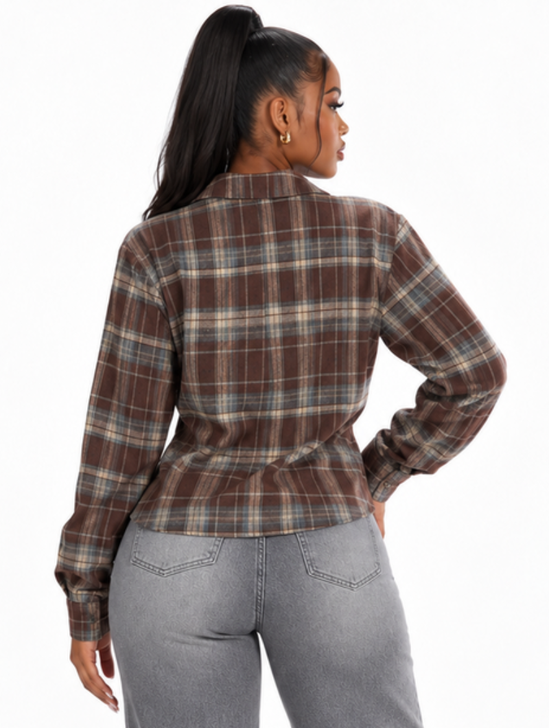 Plunge Plaid Corset Top