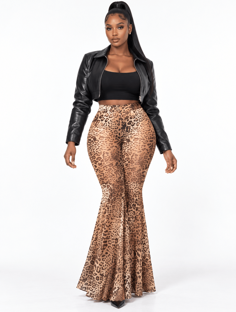 Retro Leopard Flare Pants