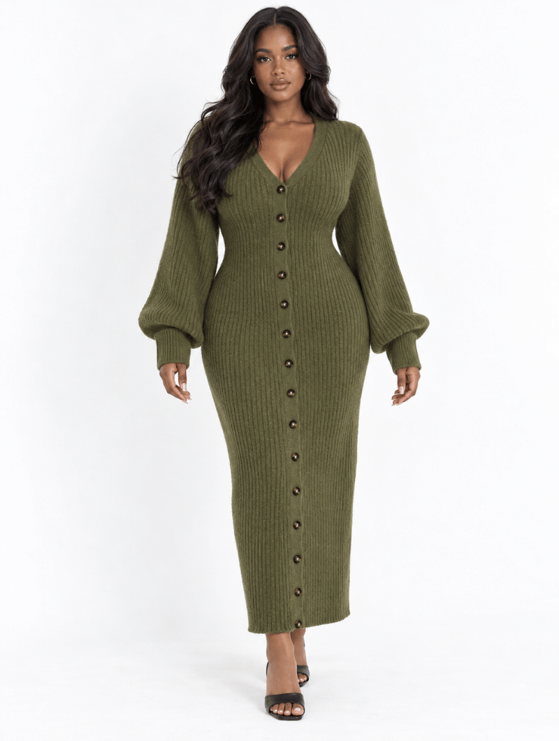 Ribbed Cardigan Maxi Dress