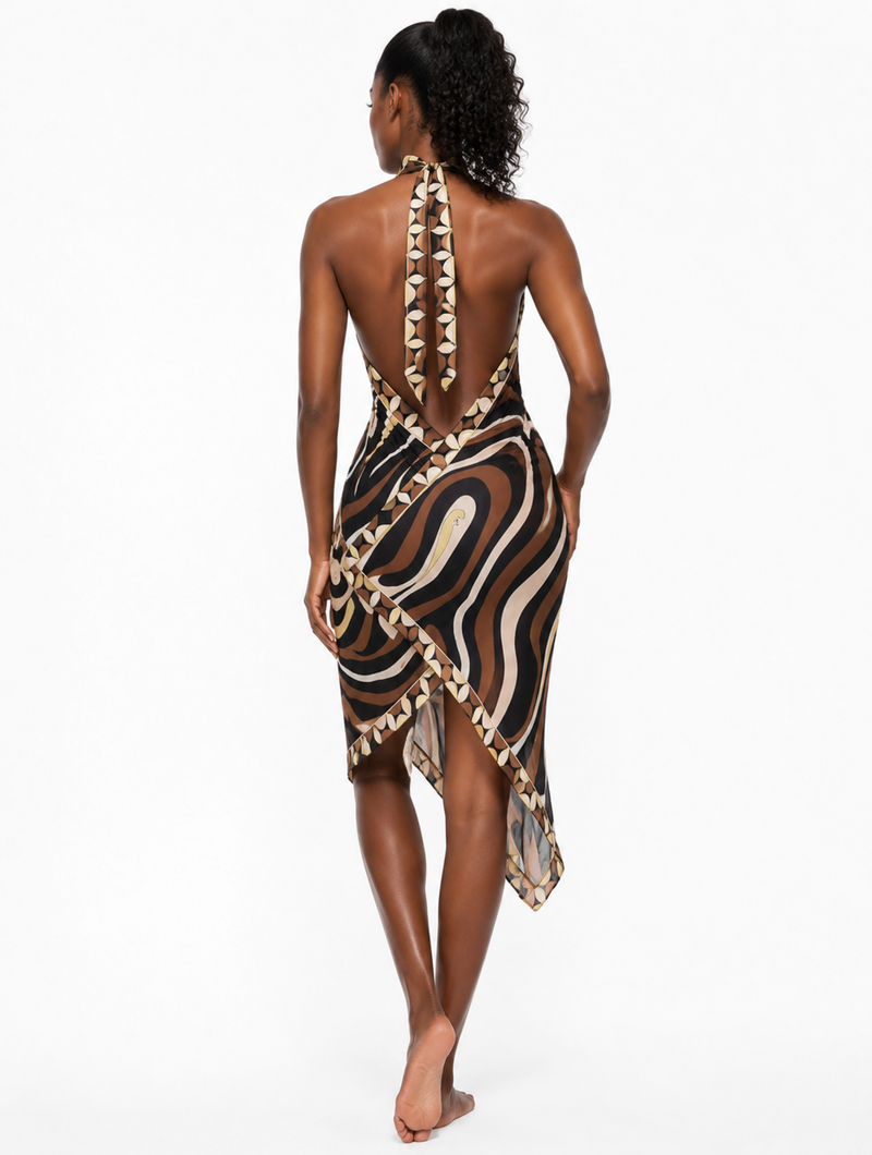 Mocha Swirl Halter Dress