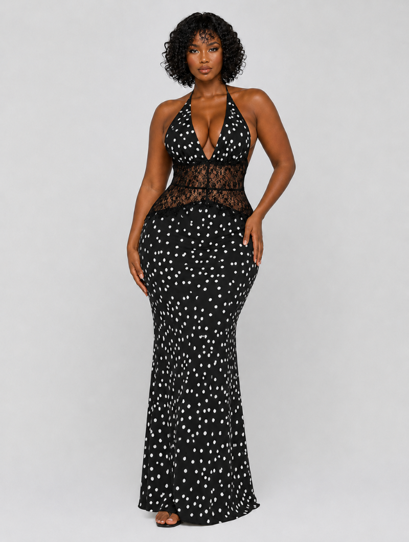 Polka Lace Halter Dress