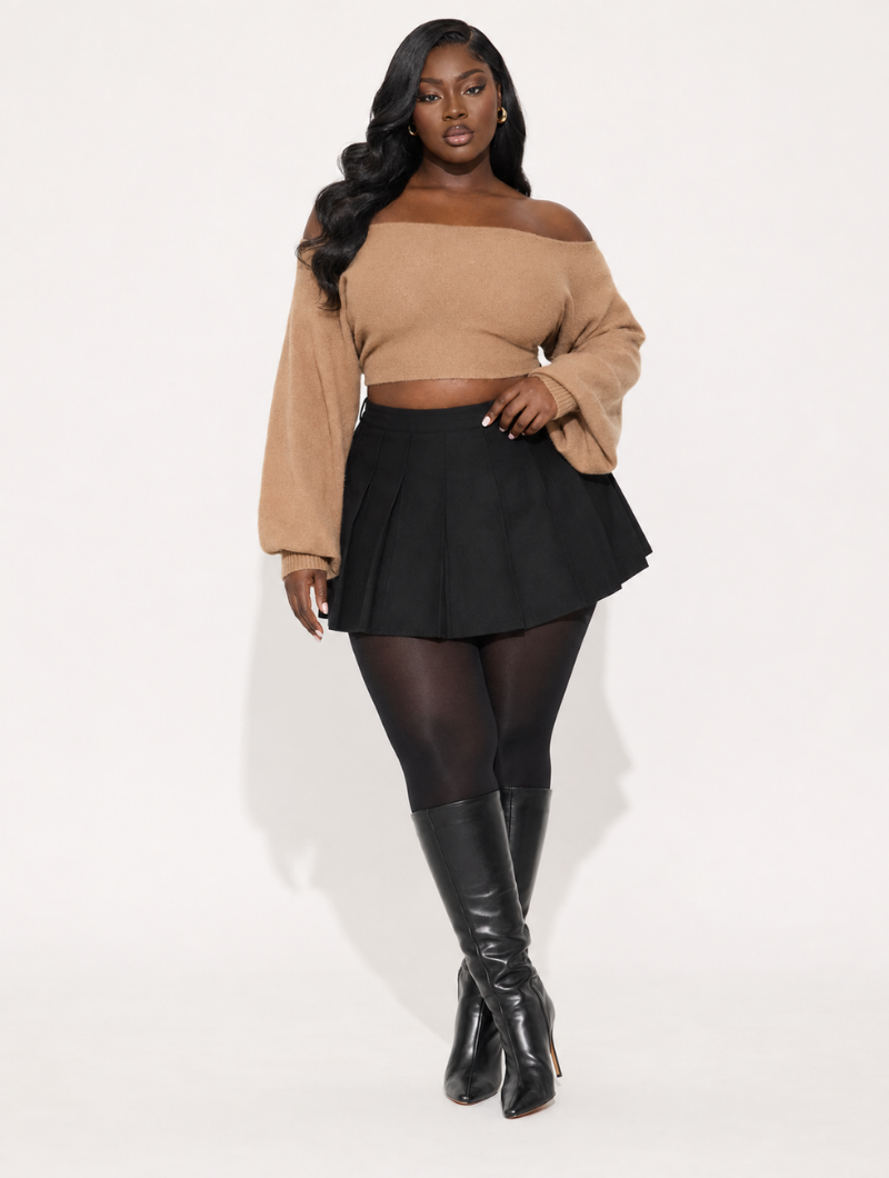 Off-Shoulder Crop Knit