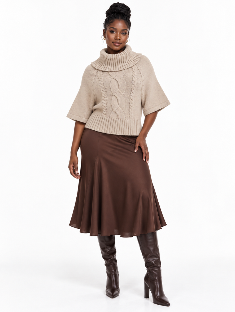 Cable Cowl Knit Top