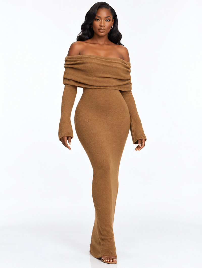 Off-Shoulder Sweater Maxi