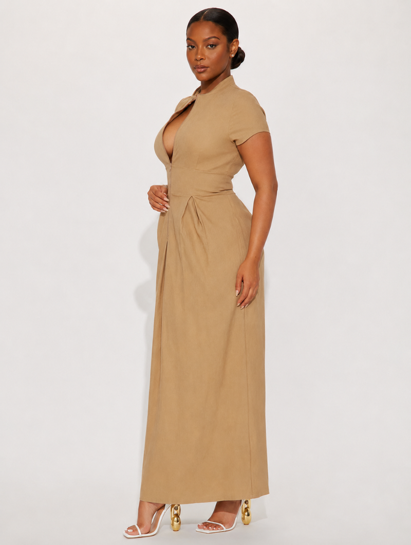 Zip Front Maxi Dress