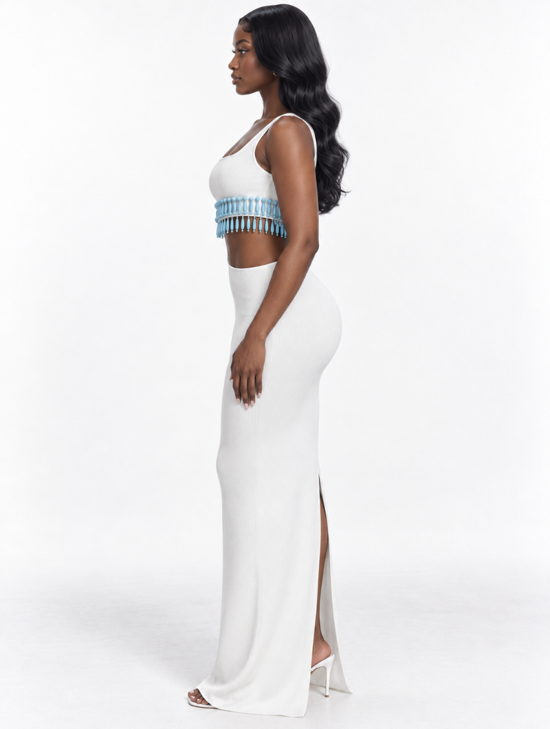 Beaded Fringe Maxi Dress