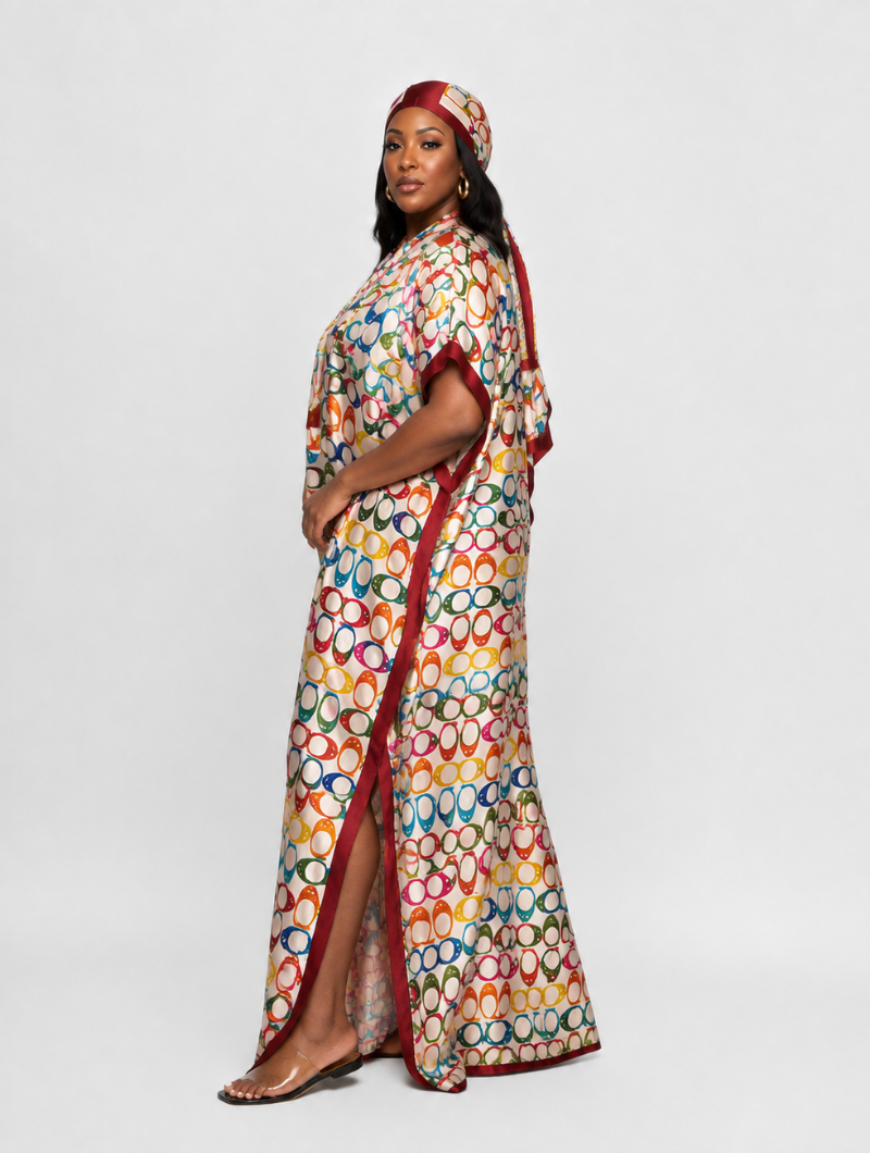 Rainbow Silk Kaftan Set