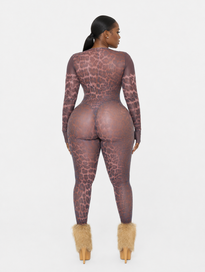 Savage Leopard Bodycon Jumpsuit