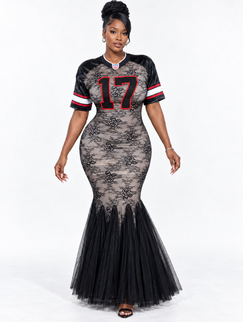 Lace Jersey Mermaid Gown