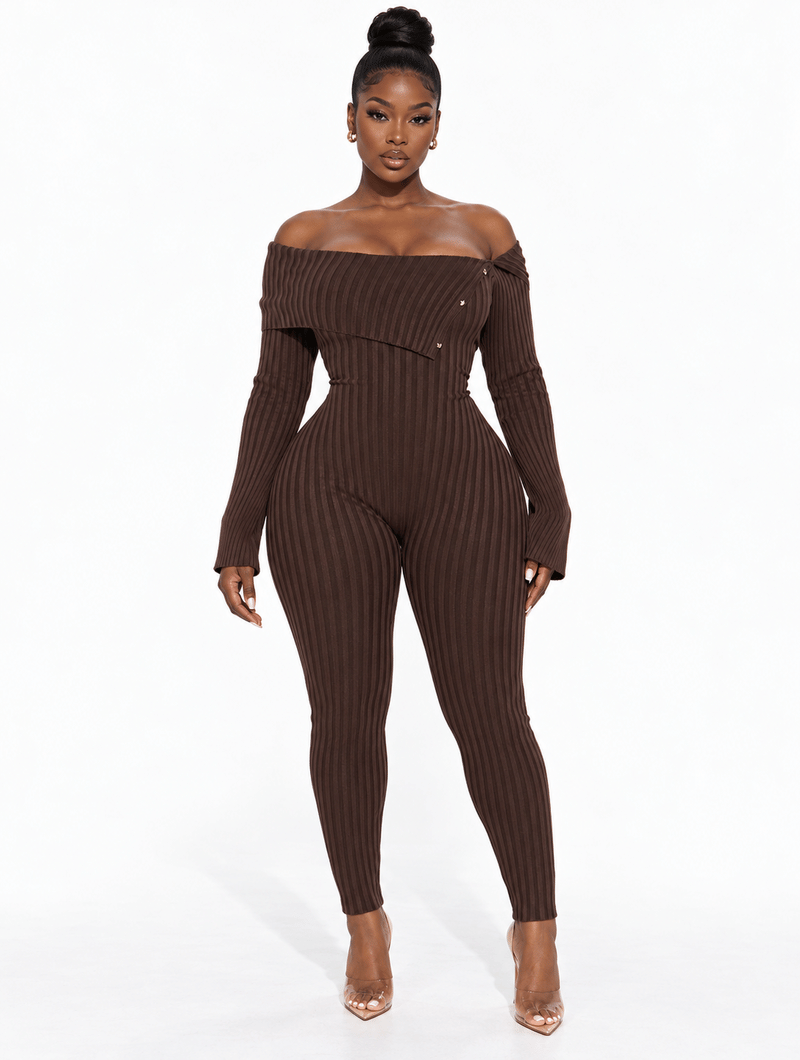 Foldover Rib Knit Catsuit