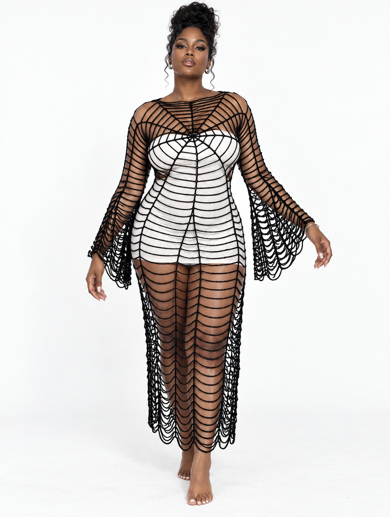Cobweb Flare Sleeve Dress (Pre-Order)