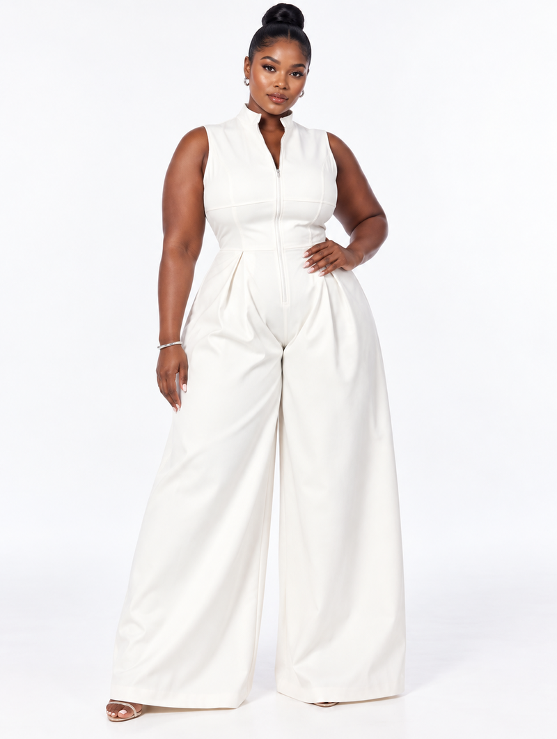 Chic Pleat Wide Jumpsuit