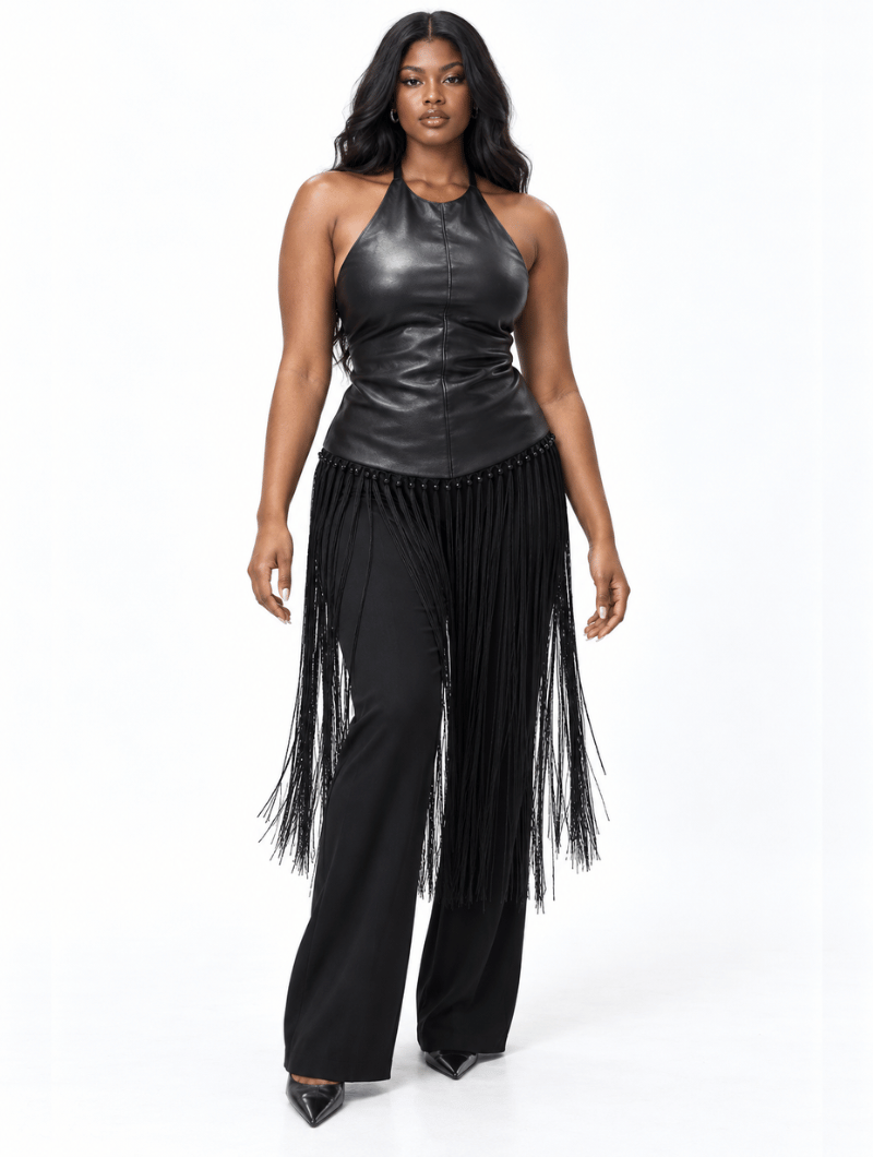 Long Fringe Halter Top