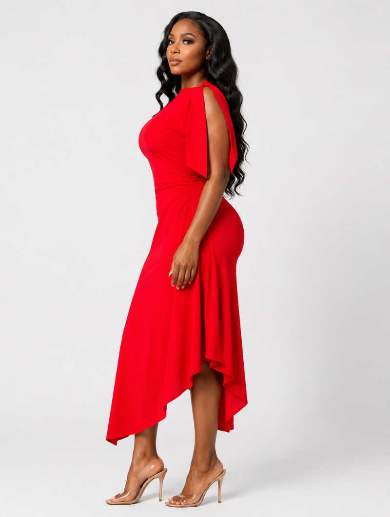 Scarlet Asymmetric Sculpt Dress