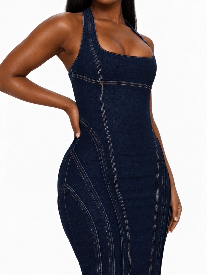 Denim Corset Maxi Dress