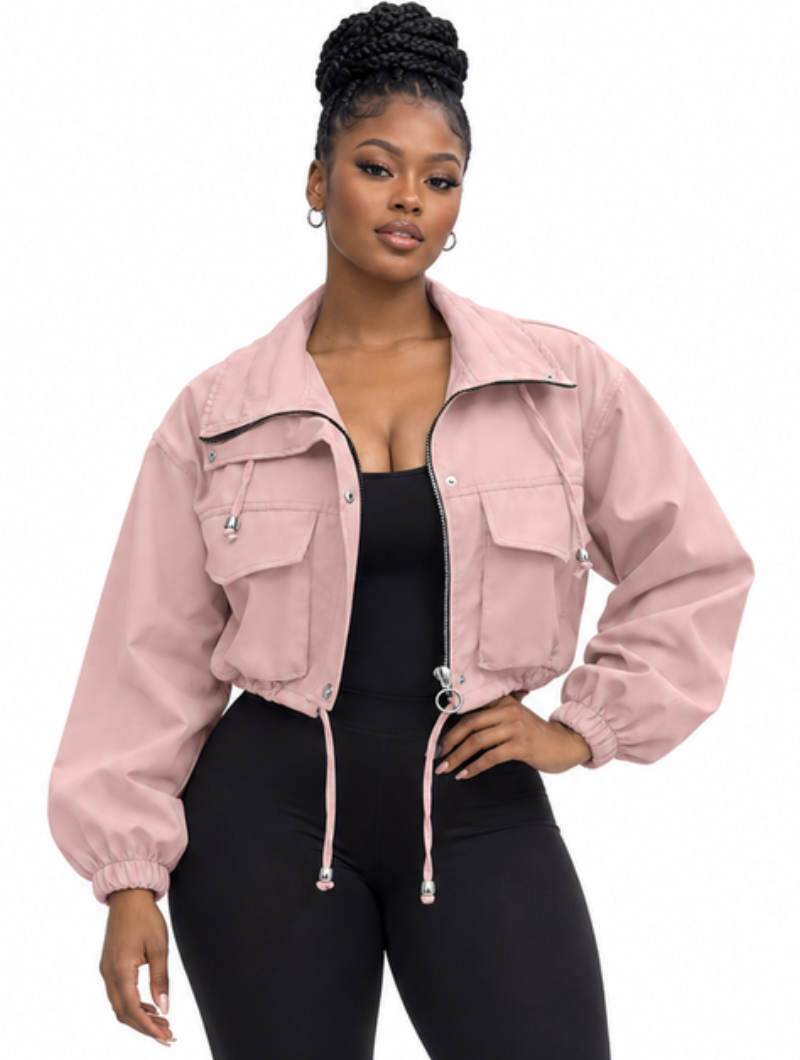 Blush Crop Cargo Jacket