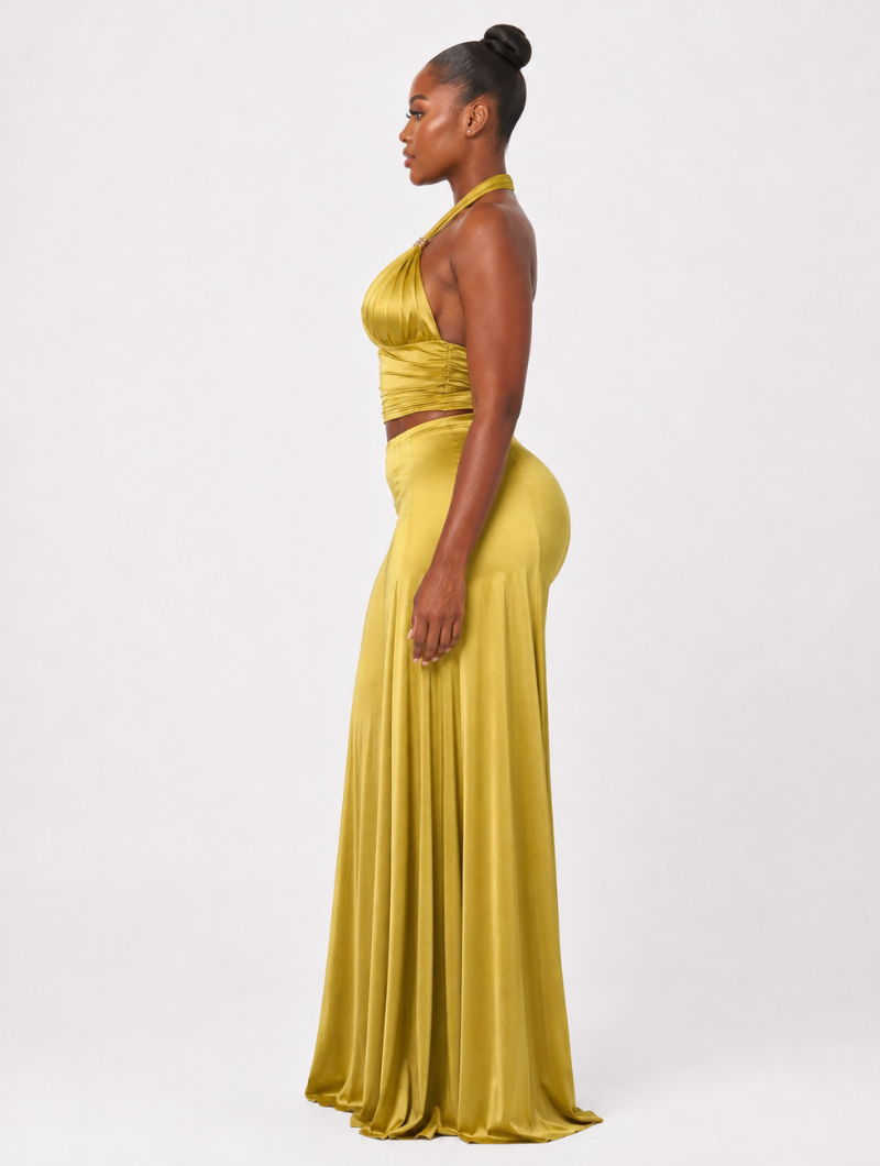 Gold Satin Palazzo Set