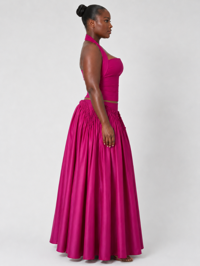Fuchsia Halter Two-Piece Set