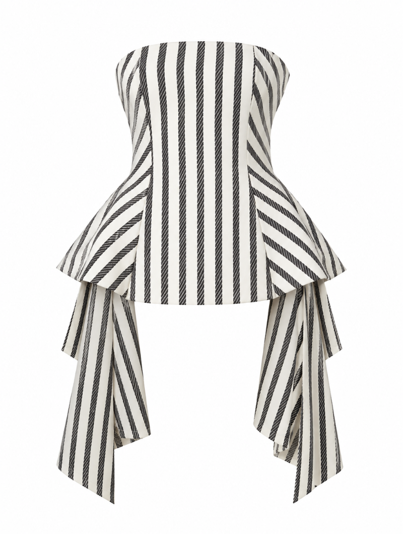 Strapless Stripe Peplum Set (Pre-Order)