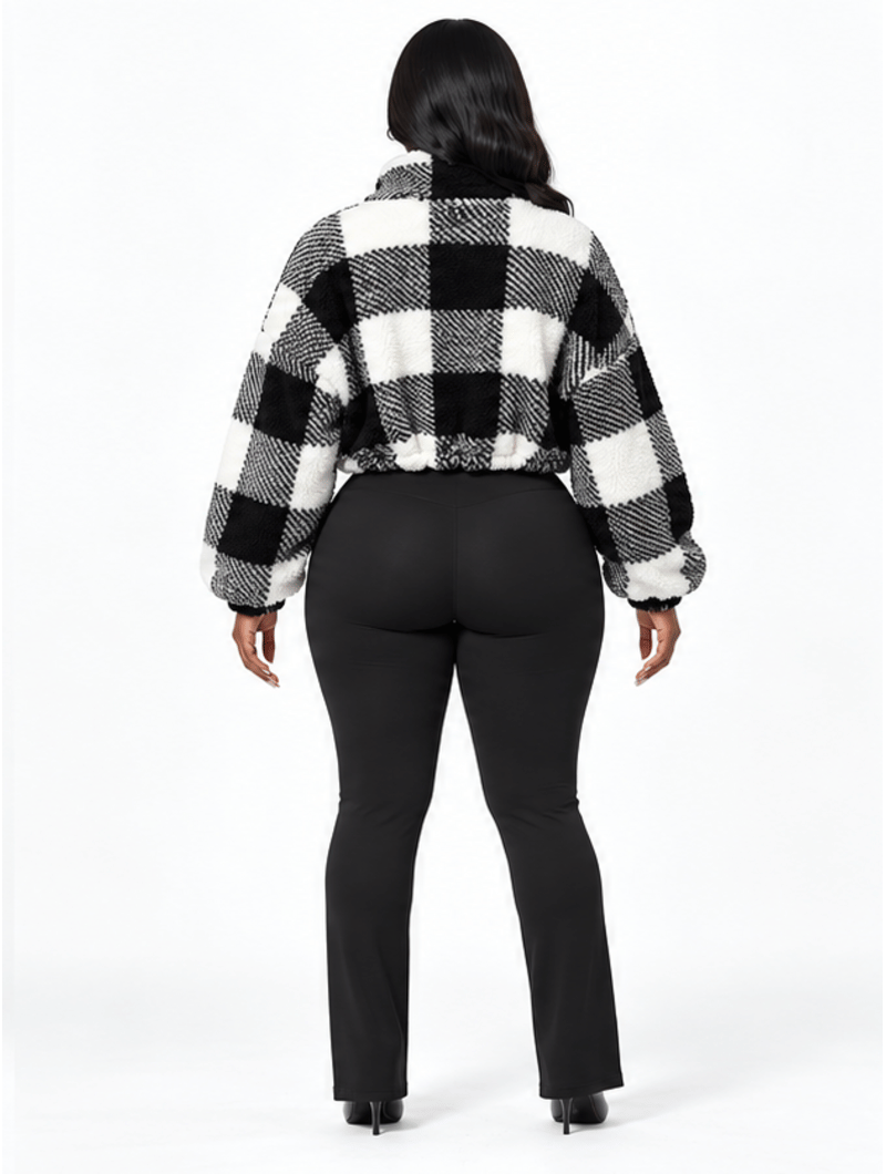 Plaid Cropped Sherpa Jacket