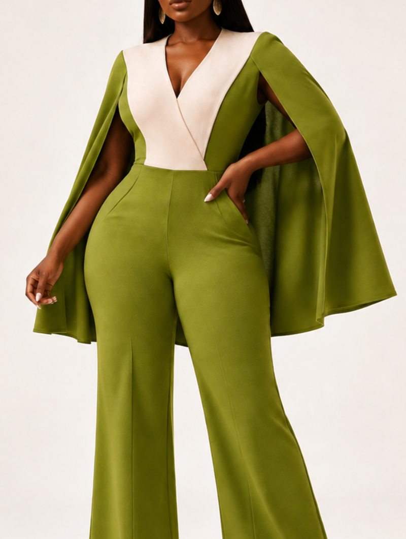 Olive Cape Jumpsuit