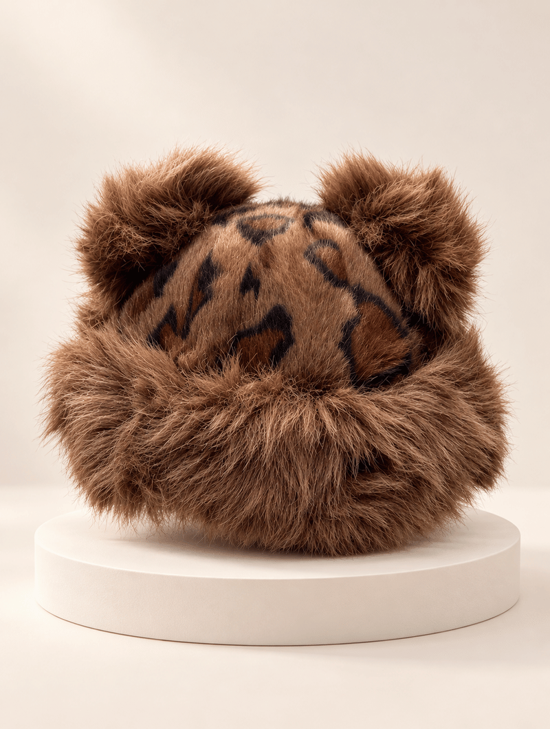 Plush Leopard Kitty Hat