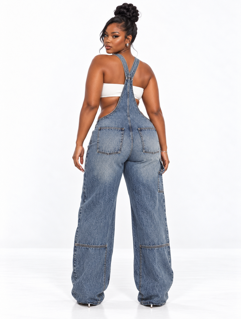 Bare Waist Denim Overalls