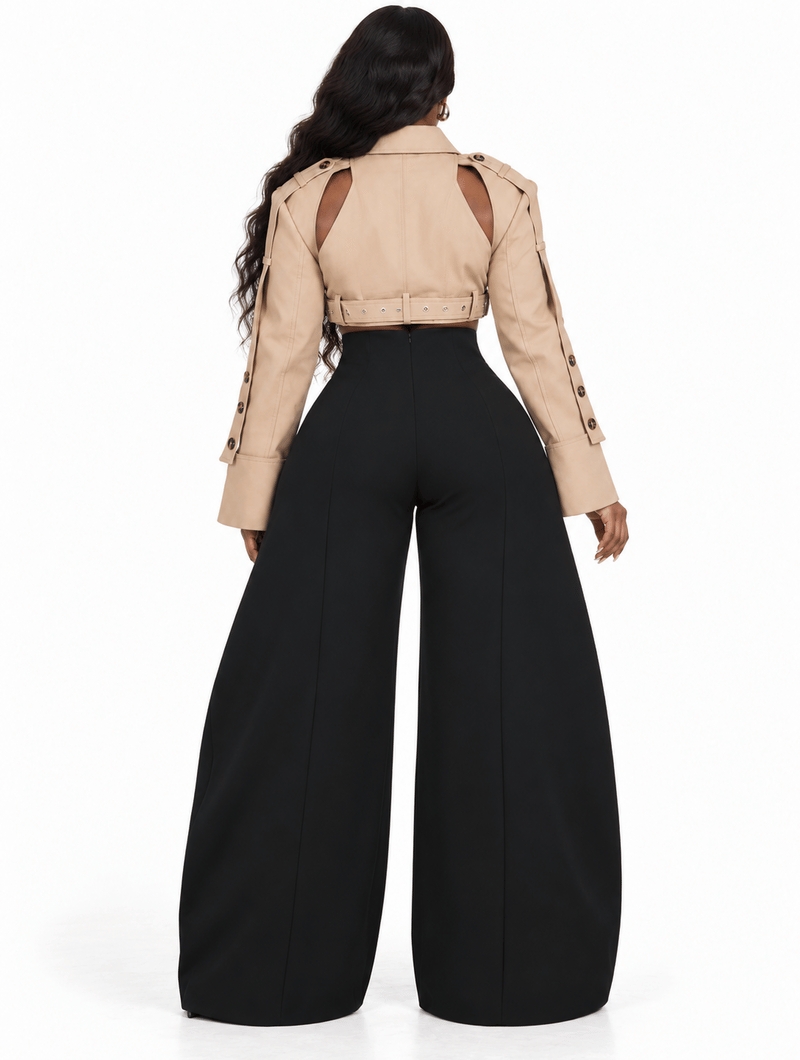 Cropped Cutout Trench Jacket