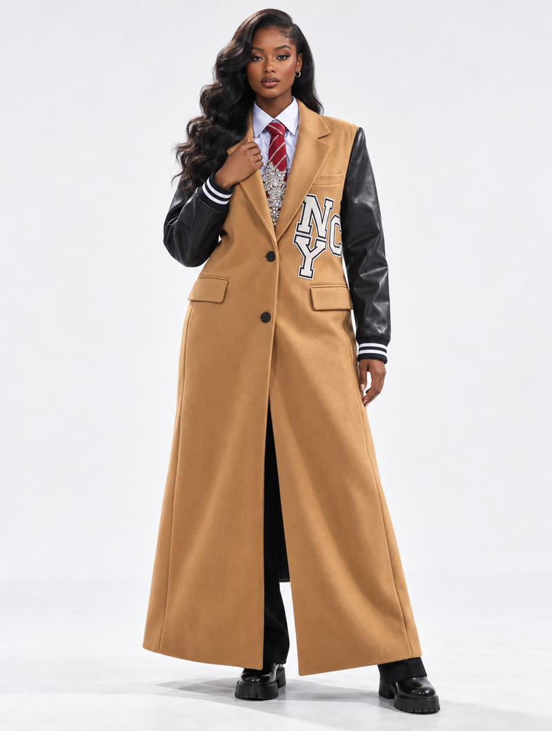 Leather Sleeve Varsity Coat (Pre-Order)