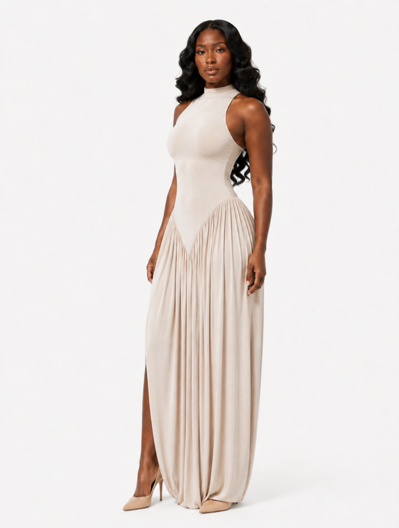 Drop Waist Draped Maxi