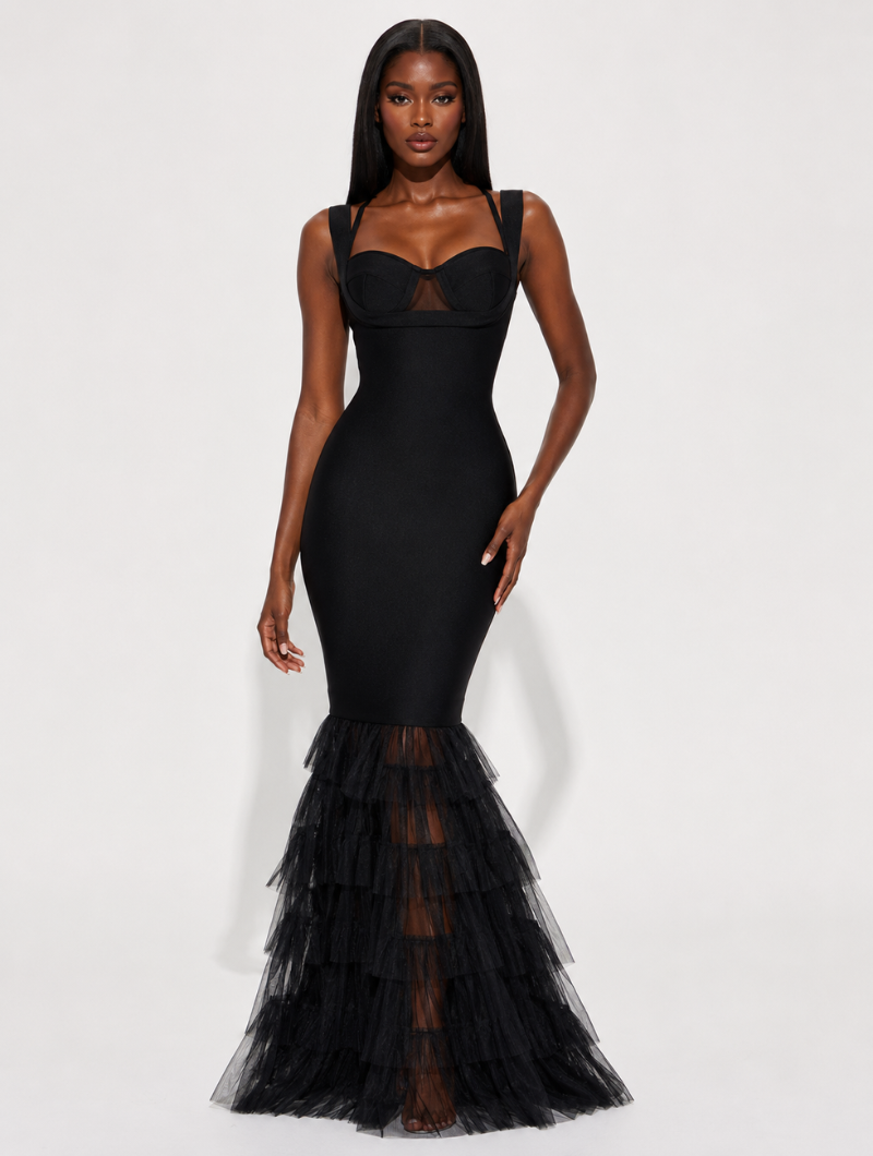 Black Tulle Mermaid Gown