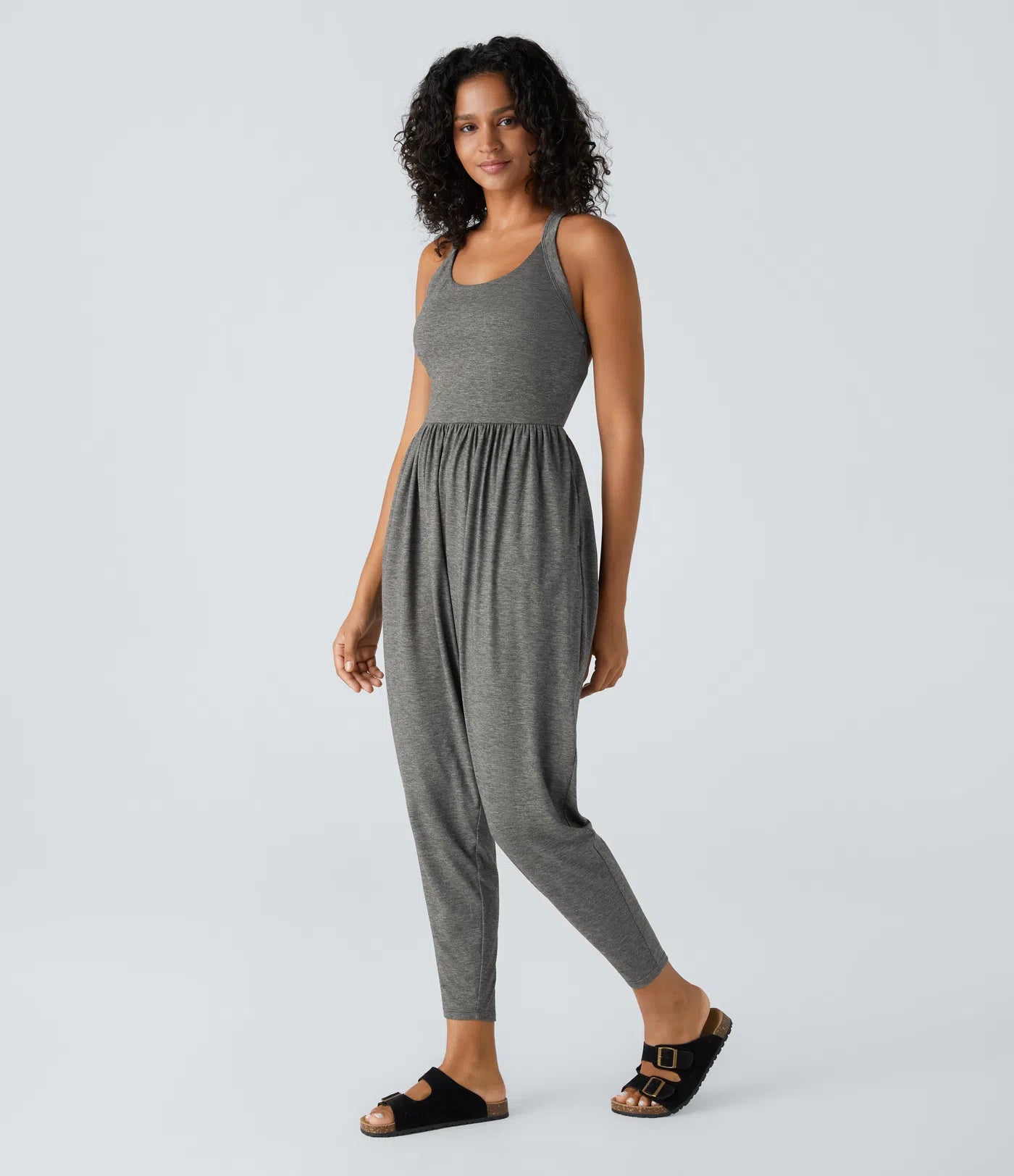 U Neck Relaxed Pocket Jumpsuit