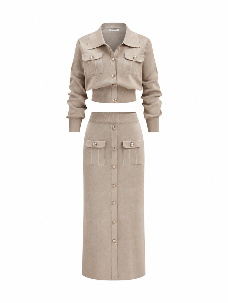 Buttoned Knit Maxi Set
