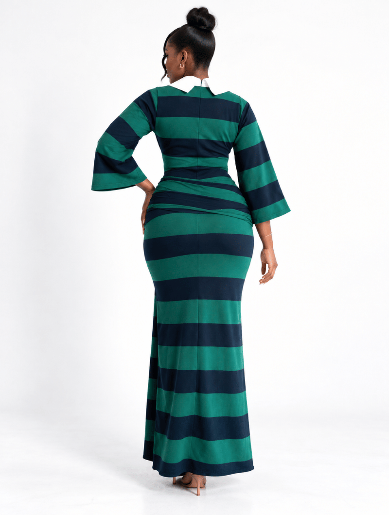 Draped Stripe Polo Gown