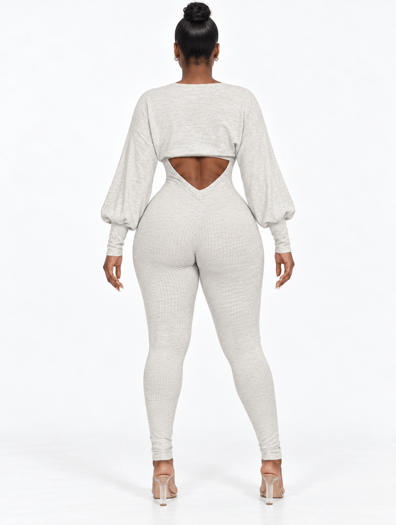 Ribbed Bolero Catsuit Set