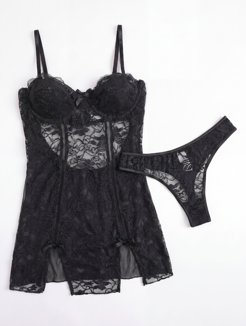 Sheer Lace Corset Chemise