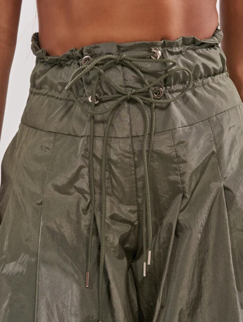 Cinched Parachute Wide Pants