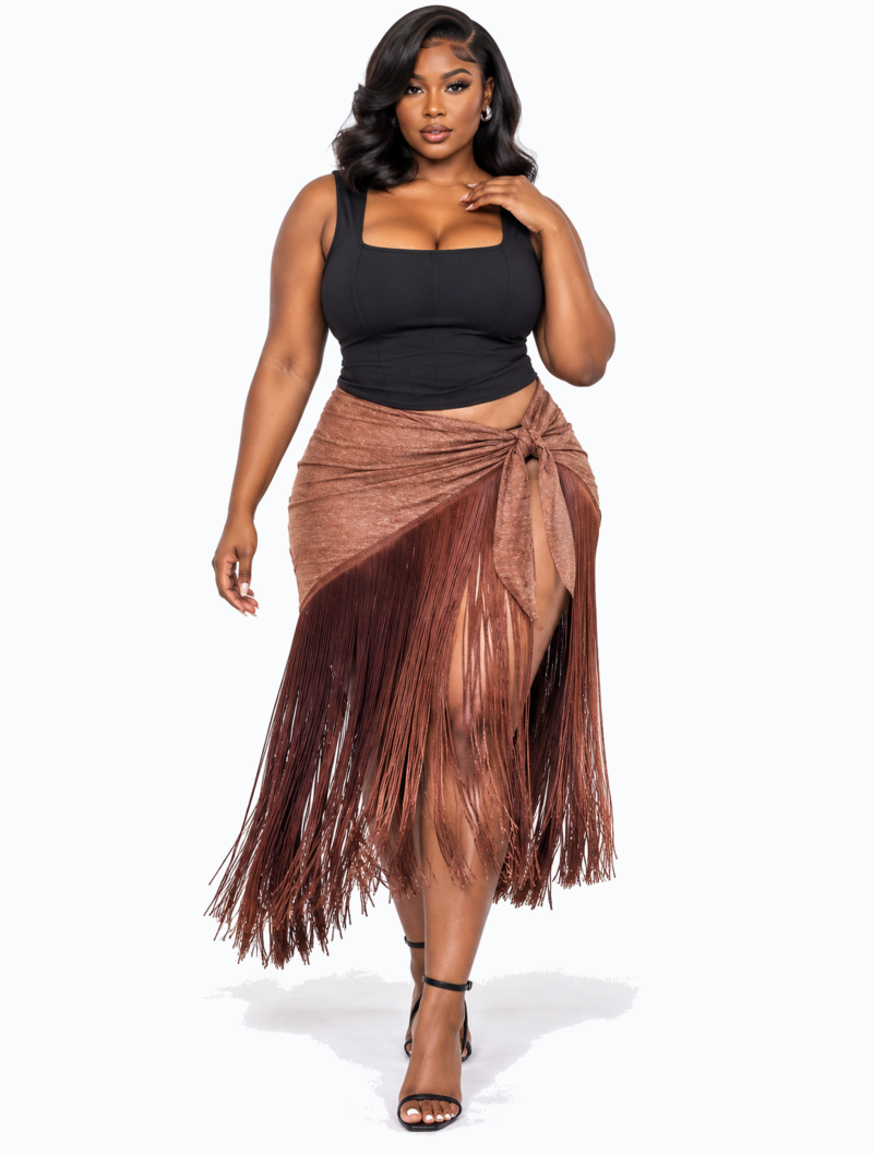 Mocha Fringe Skirt