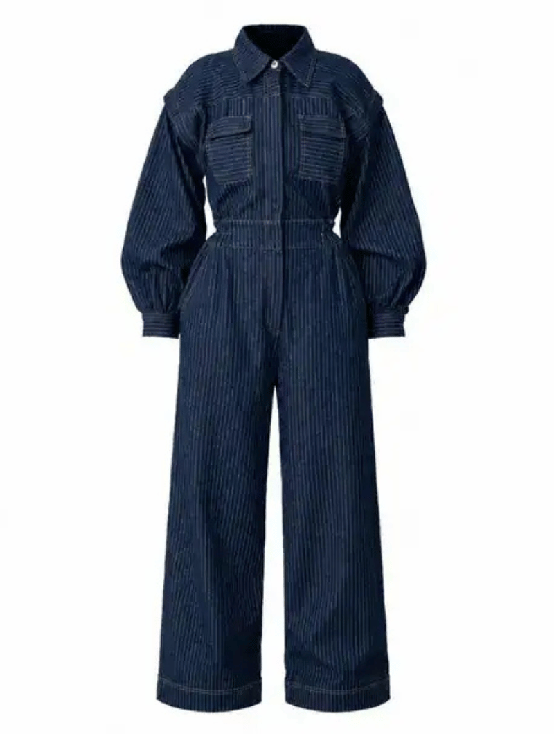 Pinstripe Wide-Leg Jumpsuit