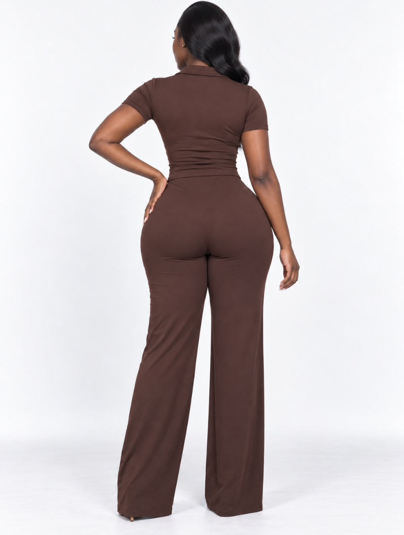 Mocha Ruched Pant Set