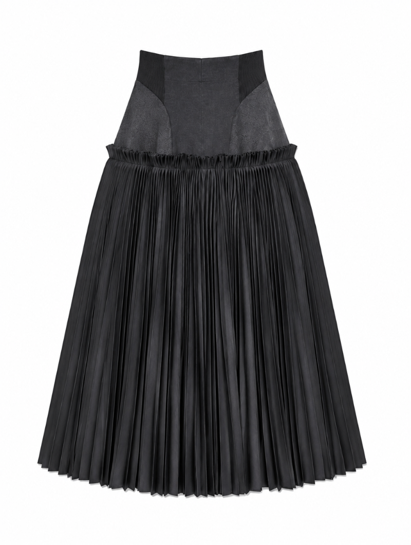 Corset Pleated Maxi Skirt