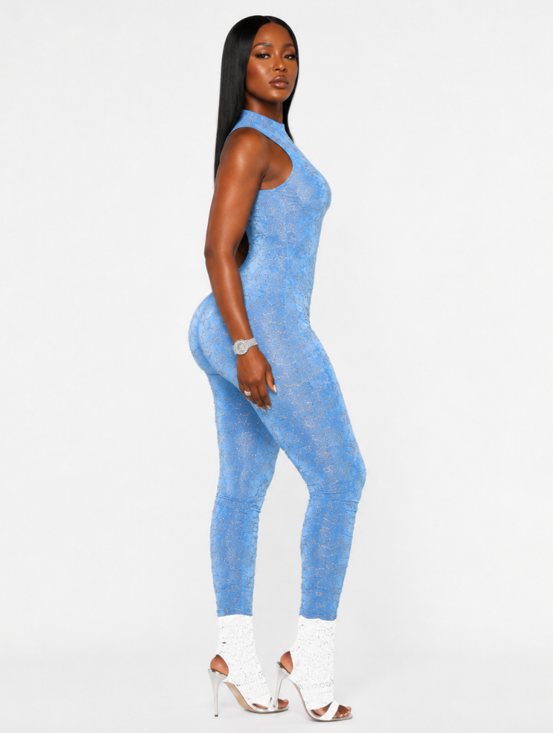 Starry Mesh Sleeveless Jumpsuit