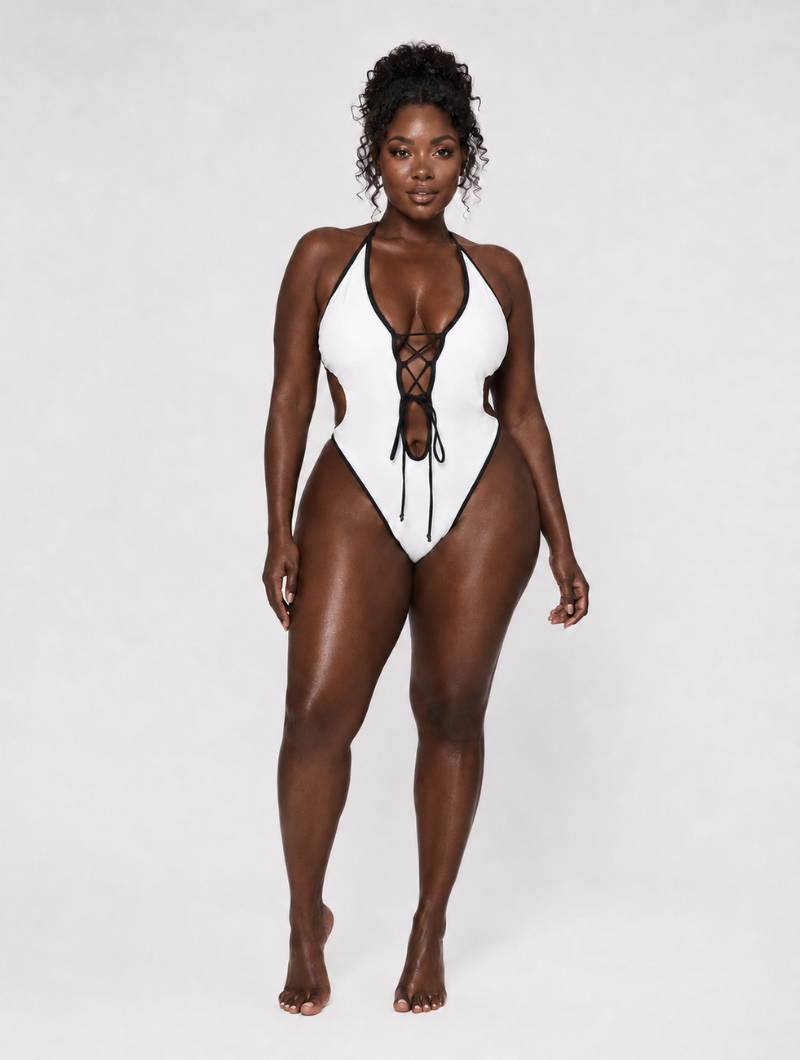 Lace Up Cutout Monokini