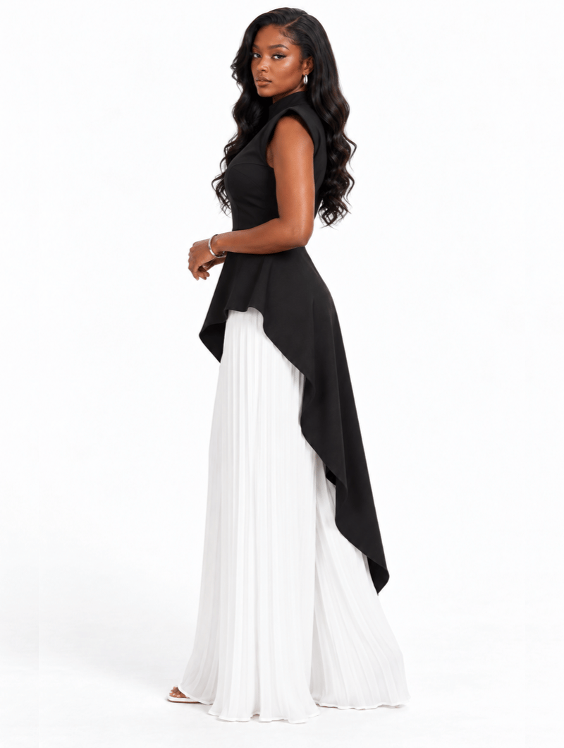 Asymmetric Pleated Pant Set