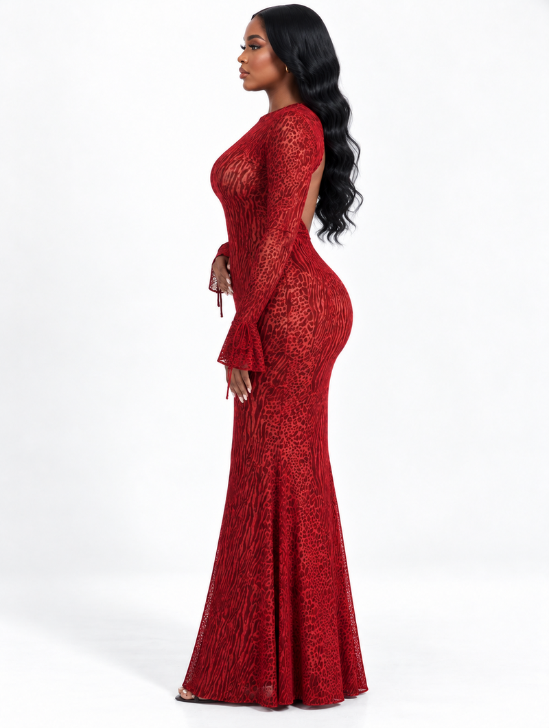 Scarlet Leopard Mesh Dress