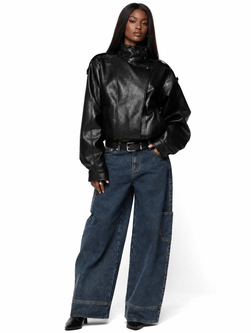 High Neck Moto Jacket