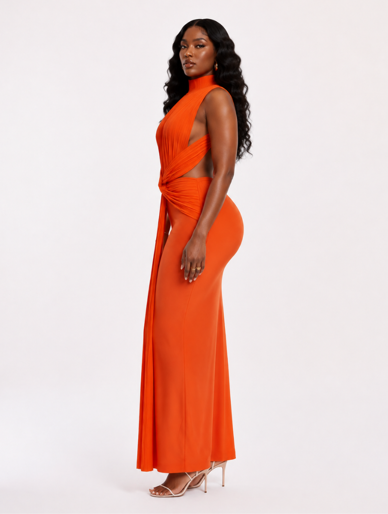 Sunset Pleated Twist Gown