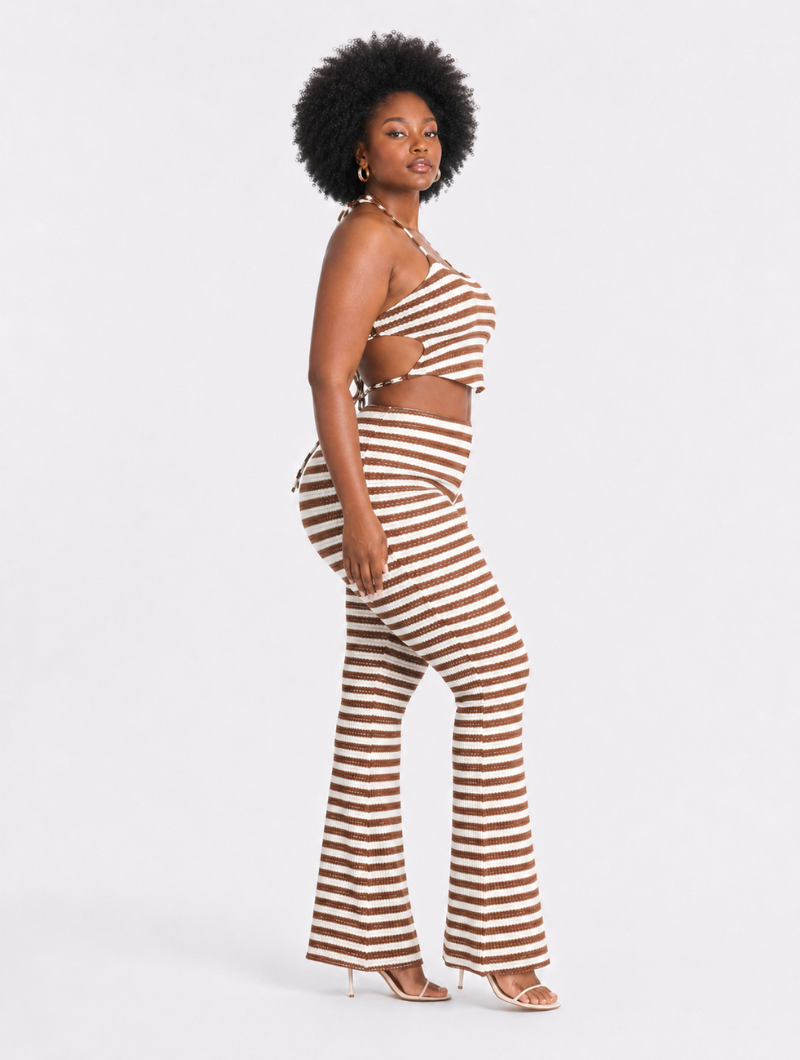 Striped Knit Pant Set