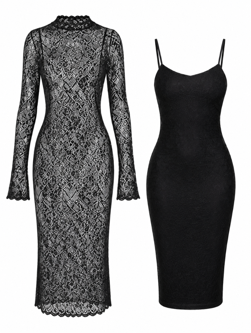 Lace 2-Piece Midi Dress