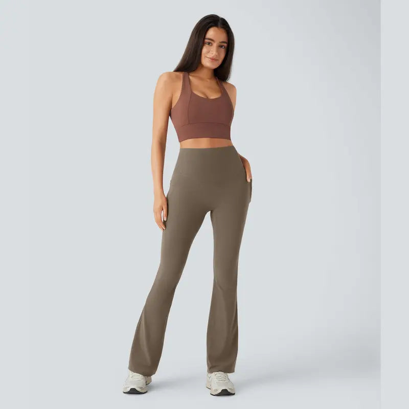 High-waisted tummy-shaping yoga pants
